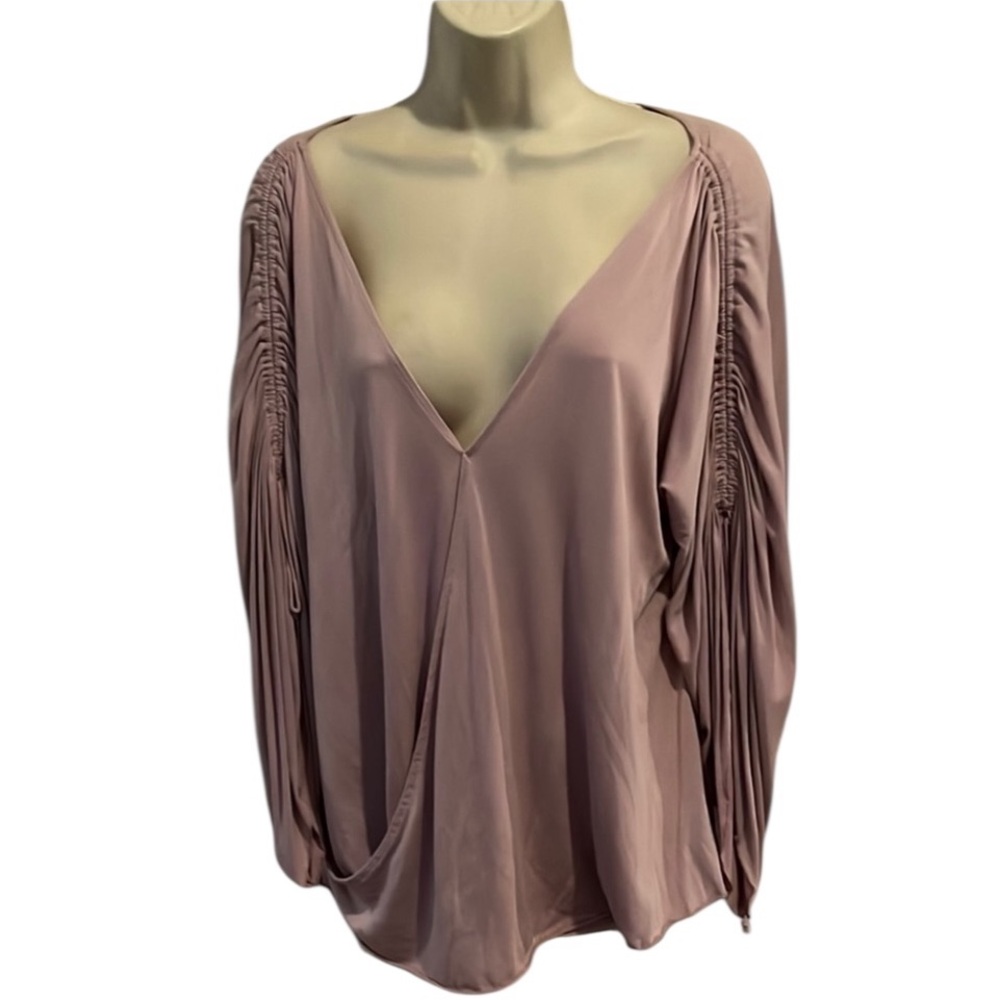 Free People size medium oversized Mauve faux wrap deep V neck Top